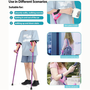 Th Elastic Cane <b>Pad</b> Pink Folding Forearm Support For <b>Walking</b> Comfort Adult Use - Product Image 3
