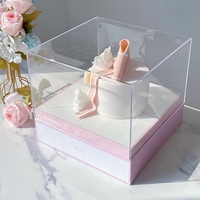 Emballage cadeau de mariage personnalisé, boîte à gâteau en acrylique transparente avec plateau tiroir, fourchette, boîtes cadeaux alimentaires sécurisées