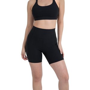 Custom Active Women's High Waist Pocket Biker Shorts 3 Inch <b>Tummy</b> <b>Control</b> Compression Breathable Activewear - Product Image 3