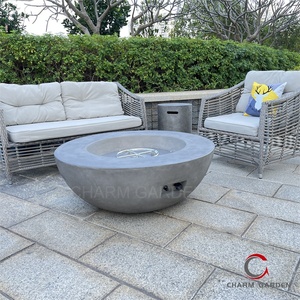 Hiện đại ngoài trời Vòng khí hố lửa và bát lửa gfrc GRC Bê tông với mịn Mài bề mặt và khí đốt sưởi ấm nhiên liệu - Product Image 2