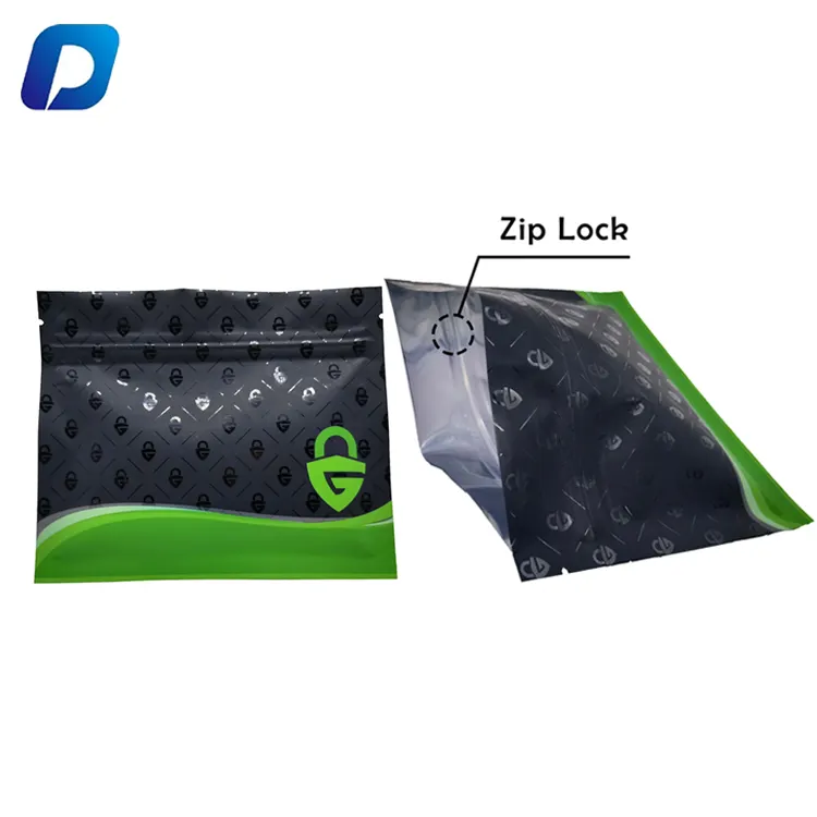 Custom UV printing plastic black small packaging smell proof zip lock silver mylar bags suppliers