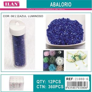 Perline Ilan Abalorio 06 Blu Luminoso, 12 Pezzi per Tubo, per Creazione di Gioielli Artigianali - Product Image 1
