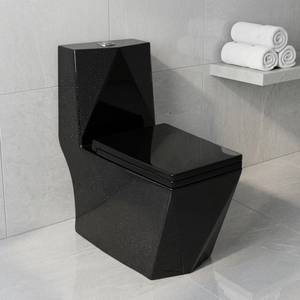 WC monobloc en céramique or et blanc coloré, sans bride, à fixation au sol, avec abattant à fermeture douce - Product Image 5