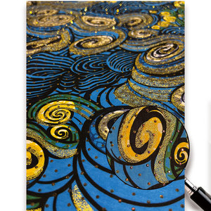 Tissu Wax Super Holland Le Plus Populaire 6 Yards 100% Coton Ankara Imprimé avec Pierres pour Fête Africaine - Product Image 1