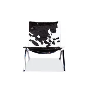 Cowhide leather lounge chair modern classic Style Easy accent Chair