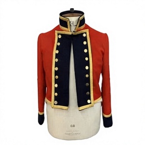 Men's <b>Red</b> <b>Wool</b> Uniform Coat Long Sleeve Double Breasted Stand Collar Vintage Style Outerwear - Product Image 1