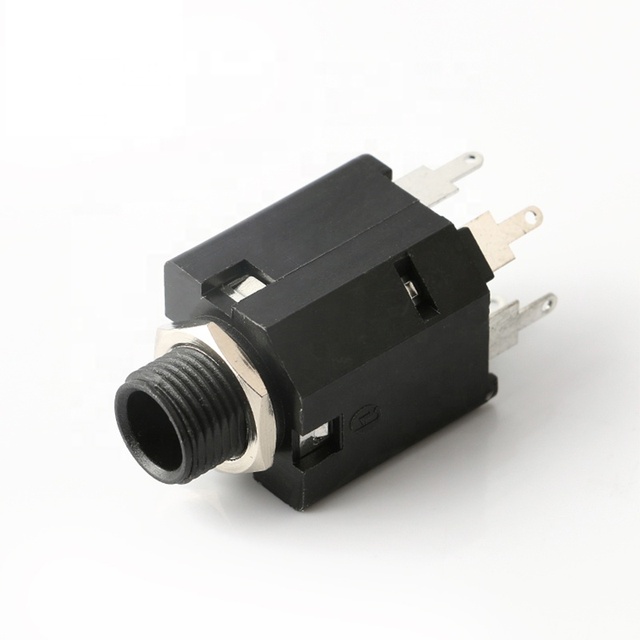5-Pin Female 6.35mm Stereo Jack Panel Mount Connectors for Headphones Audio Equipment 50V DC 1A Current PVC Material RoHS