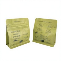 Sachet plat en plastique mat imprimé vert avec pochette zippée, emballage alimentaire pour poudre de Hojicha Boseong 150g