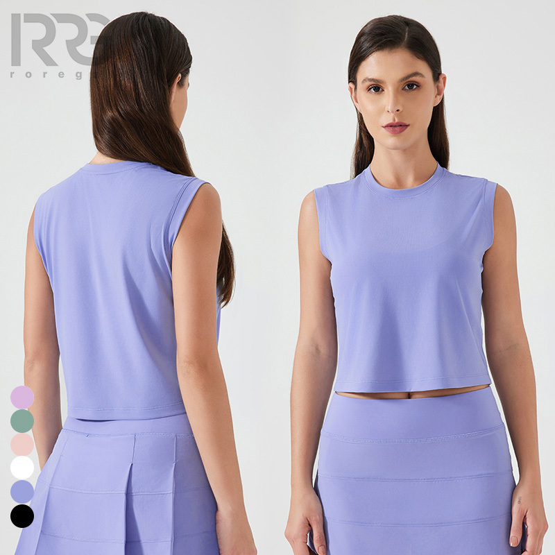 Roregal 2025 Summer New Jacquard Mesh Women Sports Vest Sleeveless Fitness Tops Quick Drying Breathable Yoga Clothes