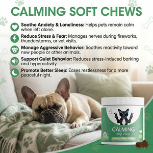 Friandises apaisantes pour chiens à base de graines de chanvre, marque privée, pour soulager l'anxiété, complément alimentaire avec L-théanine, camomille, saveur personnalisée, OEM ODM - Product Image 1