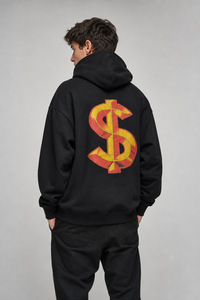 <span class=keywords><strong>Felpa</strong></span> <span class=keywords><strong>con</strong></span> Cappuccio Oversize <span class=keywords><strong>Nera</strong></span> da Uomo <span class=keywords><strong>con</strong></span> Stampa Grafica <span class=keywords><strong>Scheletro</strong></span> e Banconote Dorate sul Retro, Stile Hip Hop Streetwear - Product Image 5