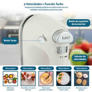 Frullatore manuale Grunkel 350W 5 velocità con funzione turbo e fruste per la cottura - Product Image 4