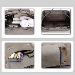 Custom Men's Style Trend Custom Logo 15.6 Inch Laptop <b>Backpack</b> <b>Vegan</b> Vintage Leather Canvas Waterproof Anti-theft School B - Product Image 5