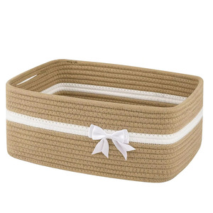 Cesta de almacenamiento tejida rectangular hecha a mano, organizador de ropa para habitación de bebé - Product Image 2