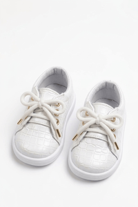 Botines de piel sintética con textura de cocodrilo para recién nacidos, suela suave, zapatos para bebés que aún no caminan - Product Image 4