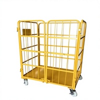 Conteneur à roulettes industriel personnalisable, chariot de stockage en acier pliable à quatre roues, chariot de transport facile pour la logistique d'entrepôt