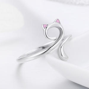 Hot Sale Authentic Sterling Silber Süße Katze Nagel Muschi Open Size Fingerring für Frauen Party Ring Schmuck SCR341 - Product Image 4