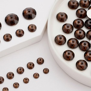 Espresso 6mm Mocca Epoxidharz Flache Rückseite Mittelloch Strass-Perlen Diamant-Charm Schmuckzubehör Boxverpackt YAXI - Product Image 1