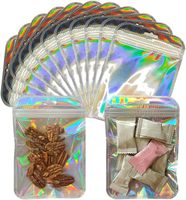 Sac transparent en matière holographique laser flash, réfléchissant différentes lumières, emballage en plastique avec fermeture à glissière