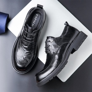 Papalbo Chaussures en cuir formelles pour hommes, noires, à bout rond, à lacets, pour le bureau, les mariages - Product Image 4