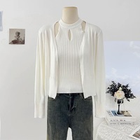 Cárdigan de mujer con escote en V profundo, corto, abierto por delante, de punto fino transparente, con puños y dobladillo acanalados, cómodo, elegante, casual, para oficina, uso diario, venta al por mayor