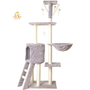 Grande <span class=keywords><strong>maison</strong></span> de luxe en bois de sisal style corde pour chat, meubles pour animaux domestiques, arbres à chat, tour d'arbre à chat en bois moderne EUR - Product Image 3