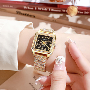 Nouvelle Arrivée Montre Femme à Bracelet Carré en Acier Allié, Mouvement Quartz, Style Coréen, Grand Cadran Incrusté de Strass, pour Étudiante - Product Image 4