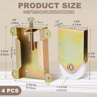 Ensemble de roulettes pour porte miroir WEKIS, roulettes concaves en nylon pour porte coulissante avec roulements à billes, quincaillerie pour porte coulissante de placard