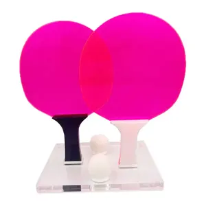 Custom Impresso Acrílico Pá De Tênis De Mesa Esportes Ao Ar Livre Lucite Ping Pong Paddle Set Com 2 Bolas Raquete De Tênis De Mesa