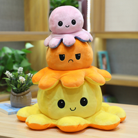 Peluches poulpes réversibles à double face, personnalisées, mignonnes et très vendues, jouets en peluche réversibles pour cadeaux créatifs