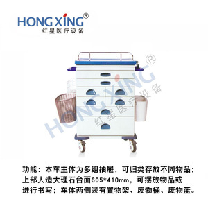 Hong Xing Hx E15 Steel Plastic Anesthesia Cart 730x445x1069mm Hospital Emergency <b>Trolley</b> - Product Image 3