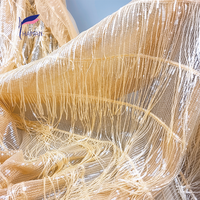 Tissu en maille 100 % polyester écologique de luxe avec broderie de sequins et design à franges pour robes de soirée et de mariage pour femmes et filles