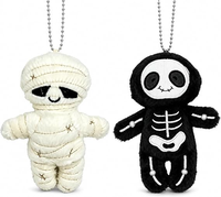 Porte-clés en peluche promotionnel amusant pour Halloween, avec breloques chauve-souris et petit diable, logo de mascotte personnalisé, vente en gros