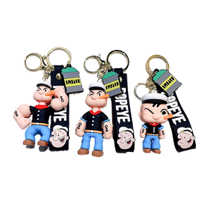 Lelanda Creative Cute Cartoon 3D Rubber Non-Toxic Carabiner Popeye Keychain Children's Pendant Bag Car Accessory <strong>Small</strong> Gift - Product Image 1