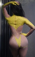 Combinaison Sexy à manches longues en strass, vêtement de Boutique, Sexy, Pole Dance exotique, justaucorps, discothèque, Showgirl, Performance sur scène
