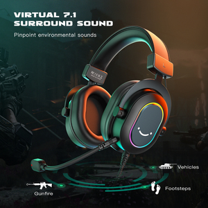 <span class=keywords><strong>Fifine</strong></span> 3.5mm lumière LED sur l'oreille écouteurs de jeu casques casque 7.1 son Surround casque de jeu filaire avec support de bureau - Product Image 4
