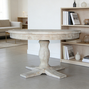 <span class=keywords><strong>Table</strong></span> de restaurant commerciale ronde en bois massif avec piétement sur pied, finition vieillie, pour café, <span class=keywords><strong>bistrot</strong></span>, salle à manger - Product Image 3