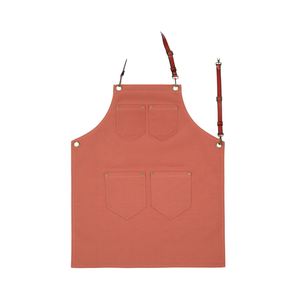 Delantal de algodón ecológico de color liso con logotipo personalizado, ajustable, duradero, ligero, reutilizable, sin mangas, con 4 bolsillos para café - Product Image 2