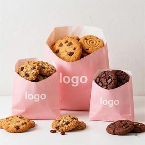 Enten Hot Sale Custom Logo Pink <b>Biodegradable</b> Greaseproof Kraft <b>Paper</b> Bag for Mini Donut Cookies Chocolate Packaging - Product Image 4