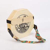 Vente en gros d'usine Kahong Bongo, tambour à main portable de voyage, en bois de bouleau, avec boîte à nœuds, tambour octogonal