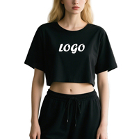 Crop top femme en coton 210 GSM de haute qualité, col rond, design personnalisé, crop top oversize sexy pour l'été