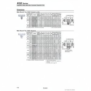 SMC Pneumatics Raccord à une touche KQ2T08-02NS pièces pneumatiques - Product Image 1