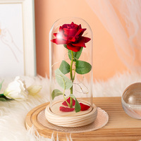 Rose artificielle faite à la main en tissu, fleur éternelle sous cloche en verre, petit cadeau, décoration de bureau, Saint-Valentin, Noël 20251120