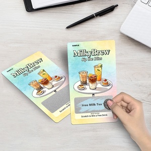 Tarjetas Rasca y Gana Personalizadas al por Mayor, Cupón de Descuento para Té con Leche, con Logotipo Personalizado, Impresión Offset para Promociones Comerciales - Product Image 1
