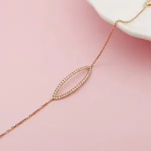 Au750 In Rose Color Bracelet Geometric Shape With Tiny Brilliant Natural Diamond Bracelet Fashionable Chain Link Bracelet