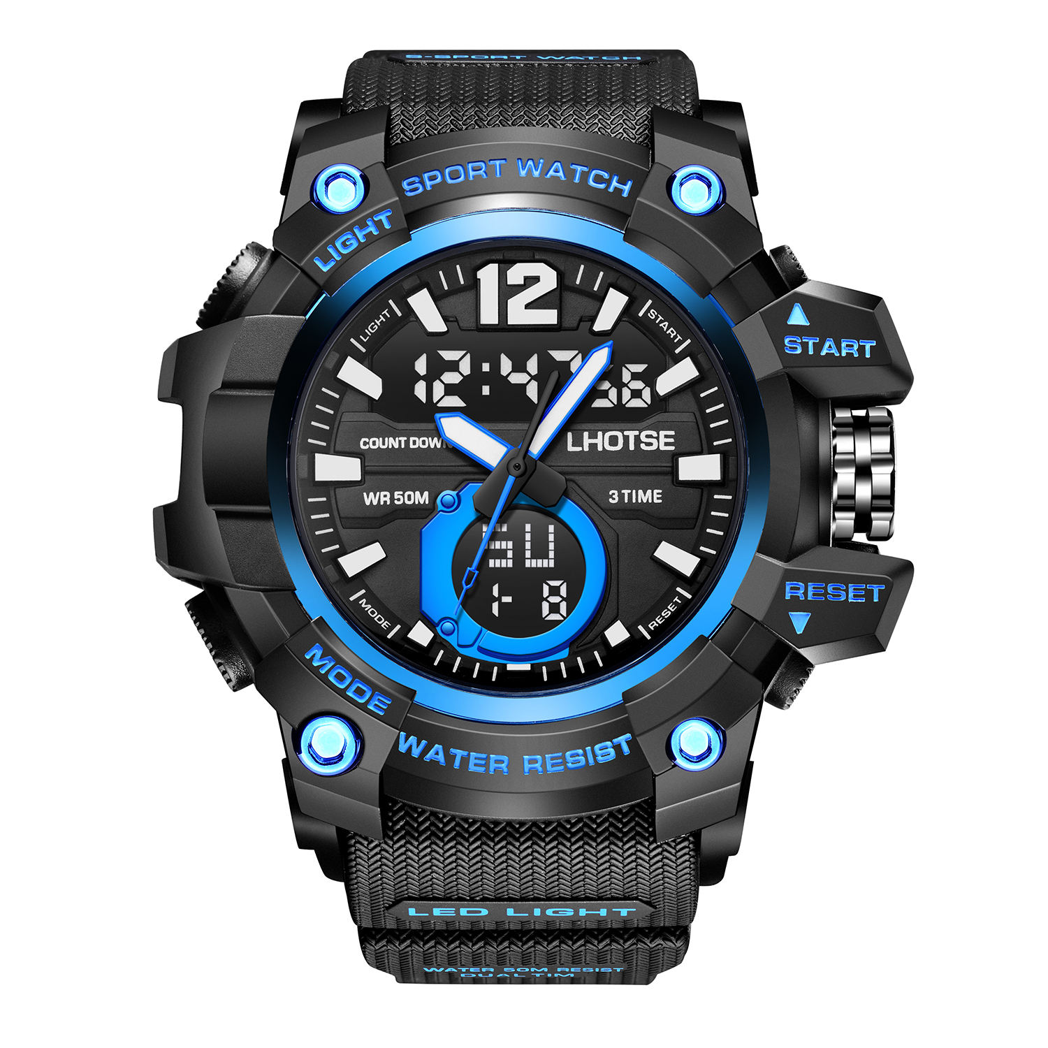 LHOTSE L-3040 Top Sport Watch Dual Time Analog LED Clock