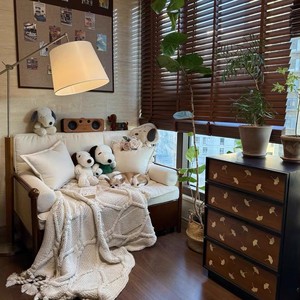 Original Design Vintage Solid Wood Swing Arm Floor Lamp Warm <b>Light</b> LED Home Living Room Bedroom Study - Product Image 4