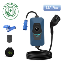 XTEVSE WallBOX Chargeur rapide personnalisable 7/11/22kW Prise IEC 62196 Type 2 Commutateur réglable 85-265V Câble de 5m Double Portable