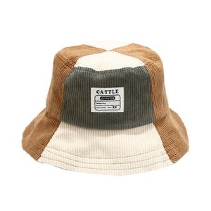 Chapeau Bob de Pêcheur en Coton Corduroy Bicolore Noir et Camel, Personnalisable à Faible MOQ, Offre Promotionnelle, Vente Chaude - Product Image 1