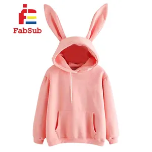 Hoodie anak dengan telinga, Hoodie anak kelinci Paskah warna polos, dengan telinga, sublimasi, Multi Warna